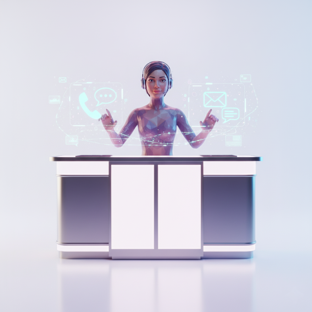 Recepcionista virtual gestionando múltiples tareas